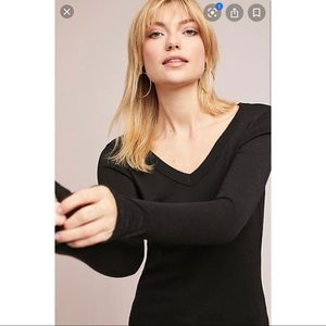 Michael Stars Shine V-Neck Top Long Sleeve Size XS